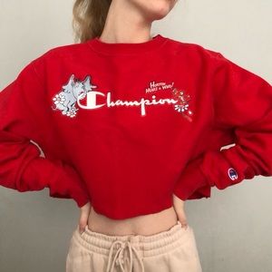 Champion x Dr Seuss Red Cropped Sweatshirt